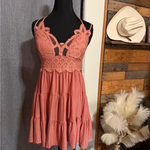 Elegant Lace Coral Dress